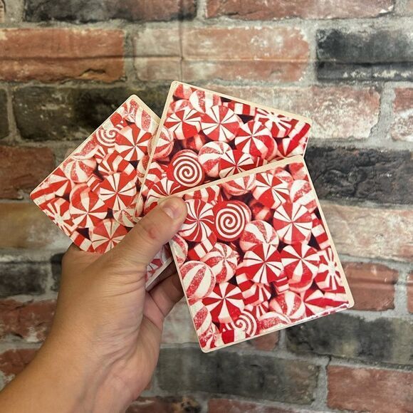 5 for $25🔥Peppermint Candy Holiday Christmas Coasters Set of 3 - Picture 1 of 3